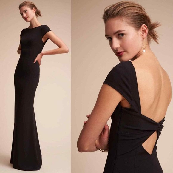 BHLDN Madison Maxi Dress Gown by Katie May Size 0 Navy - Picture 1 of 9